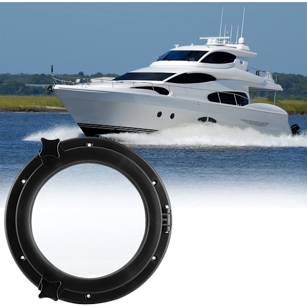 Rund Sort Vindue Universal til Båd Yacht Udskiftning Båd
