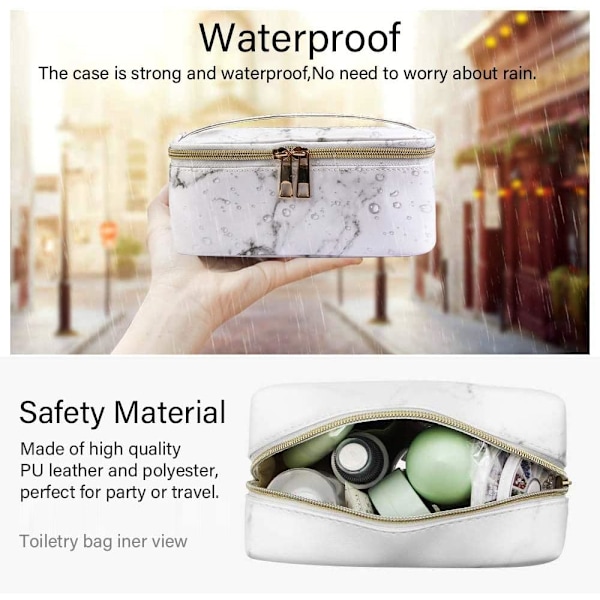 4 Stykke Toilettasker, Marmor Makeup - Vandafvisende Makeuptaske til
