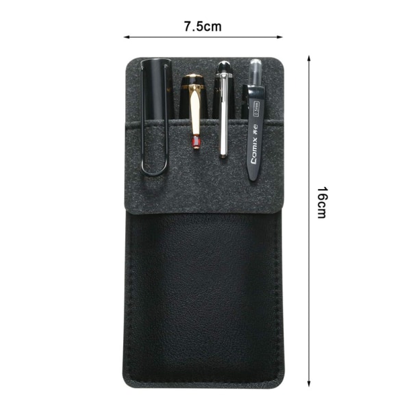 1 sort pen etui, pen taske, læder robust lommebeskyttelse