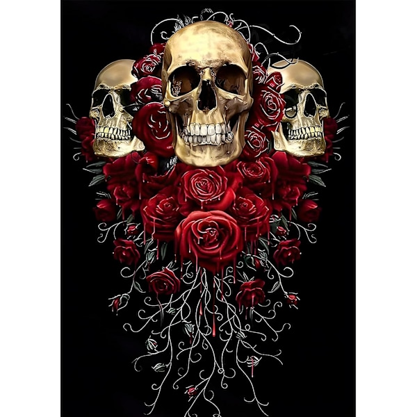 Full Diamond Embroidery Kit med Skalle, 5D Diamond Painting