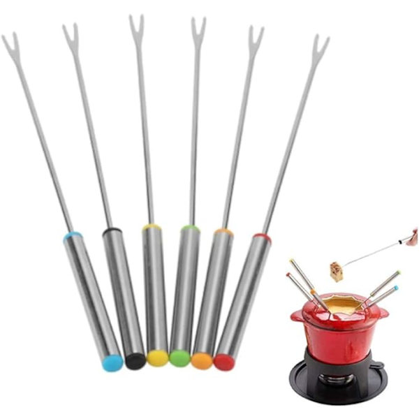 6 stk. Gaffler, Rustfrit Stål Fondue Gaffler, Chokolade Fondue Gaffler