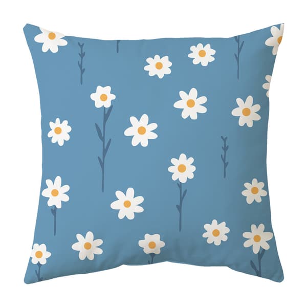 Sett med 4 dekorative puter (blomst-stil), 45 x 45 cm, med fyll