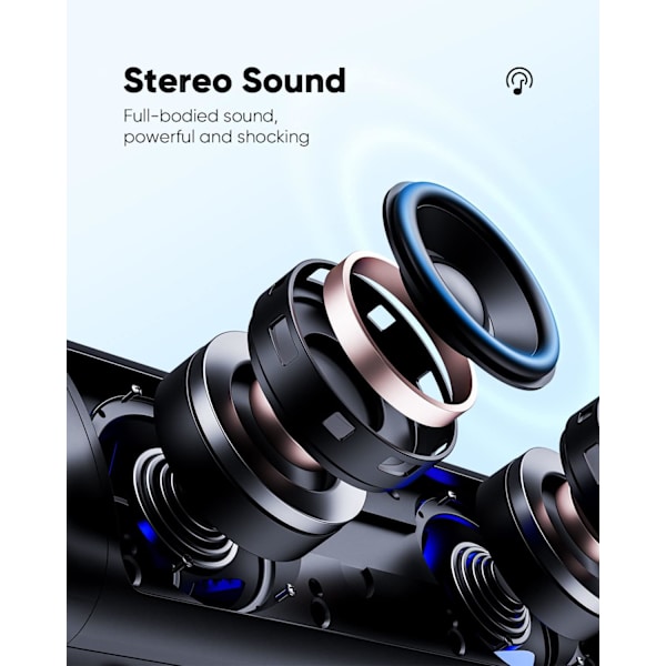 Bluetooth-høyttaler med HD-lyd, bærbar trådløs, IPX5 vanntett, opptil 20 timers spilletid, TWS-paring, BT5.3, for hjemmet/fest/utendørs/strand