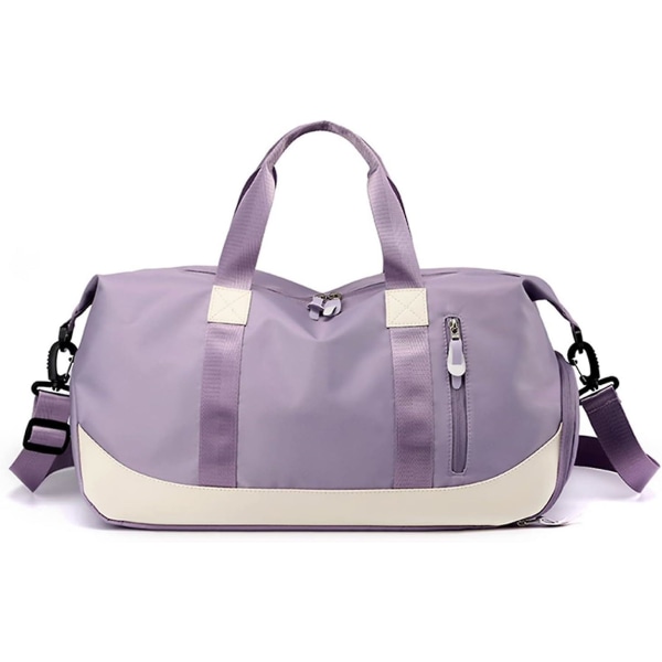PurpleNylon Travel Bag Women Foldable Gym Duffel Bag Large Capacity Weekend Shoulder Bag Lightweight Waterproof Tote Bag Hand Luggage for Swimming Gym