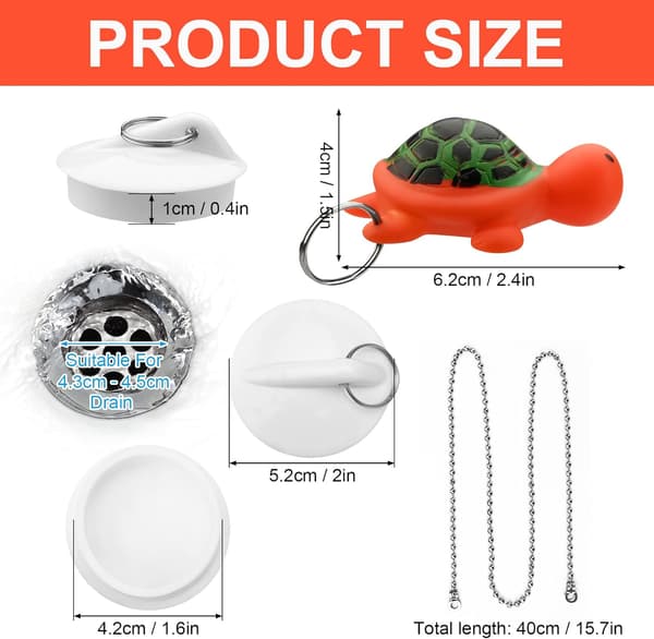 Gummibadprop med kæde, 38 mm Universal Badekarprop