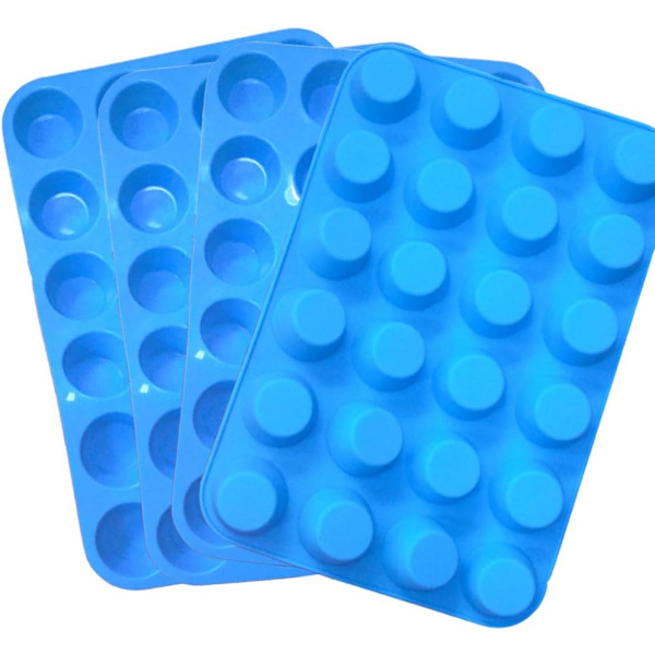 Mini Muffinsform, 4-pack 24 Koppar Silikonformar Bakform, Silikon Muffinsformar Bakformar - Blå