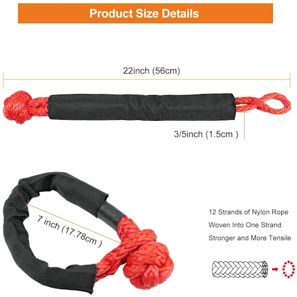 1 st 17 ton knopslinga mjukt shackle enkel last parat vinschrep
