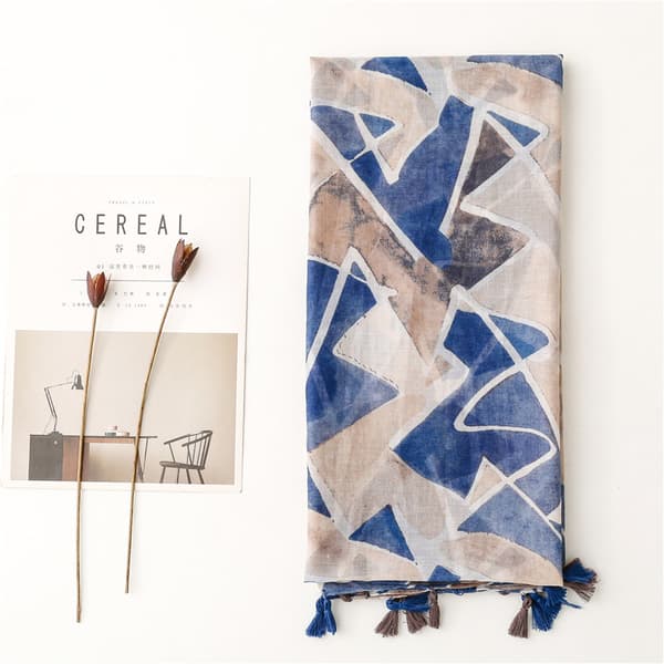 Geometrisk mönstrad fransad sjal 180*90cm, damscarf Elegant