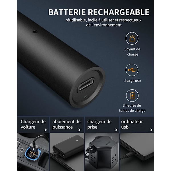Sort 3-i-1 Elektrisk Næsehårsfjerner Aluminium Rør USB