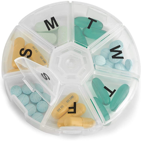 Viikoittainen Pill Organizer - Pakkaus 2 - Suuri Pyöreä Matkustus