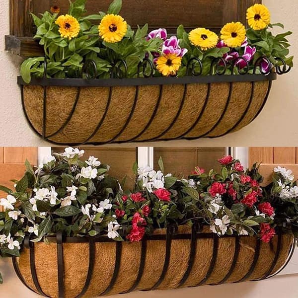 61*20*18cm Set med 2 Runda Hängkorgfoder av Kokosfiber