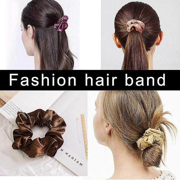 6 stk. hårelastikker, satin hårelastikker, scrunchie hårelastikker, farverige scrunchies til piger og kvinder