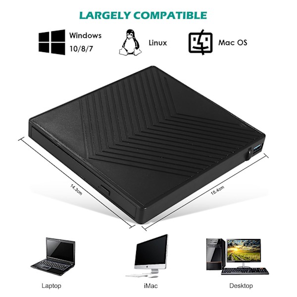 Ulkoinen USB 3.0/Type-C CD/DVD-asema