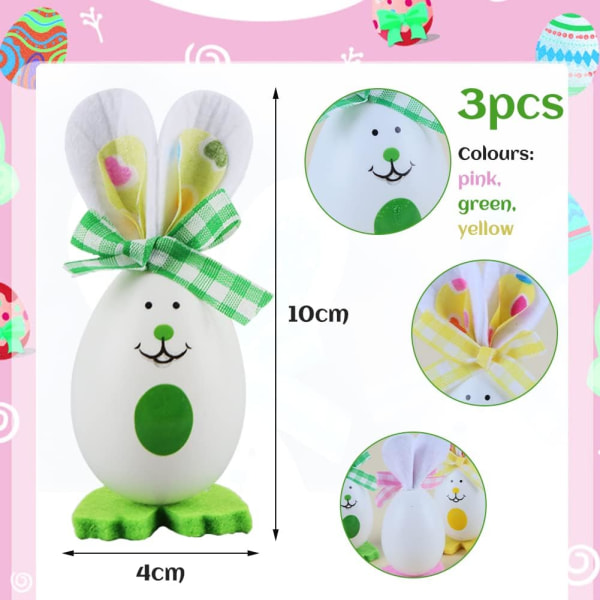 Decoration Rabbit Figurine, 3pcs Egg Shape Rabbit Ornament,