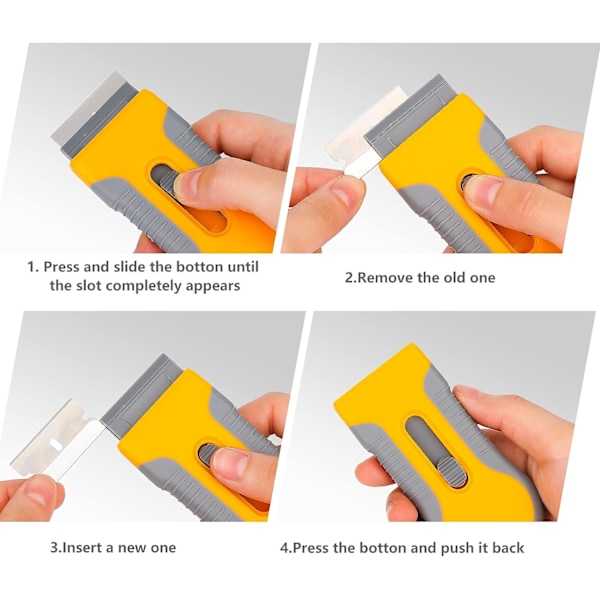 Razor Skrape Sett, 1 Inntrekkbar Razor Skrape med 10 Plastblad