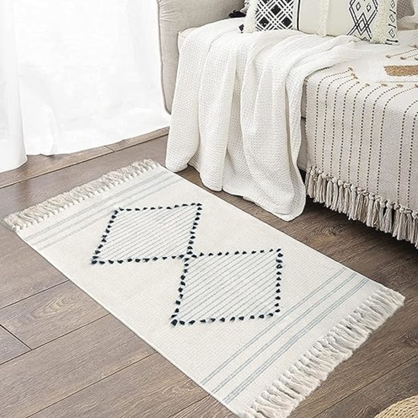 1 hvid boheme køkken måtte 60 x 90 cm, vaskbar, rektangulær