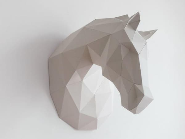 1 stk Hestehode Papirmodell 3D Forhåndskuttet Papir