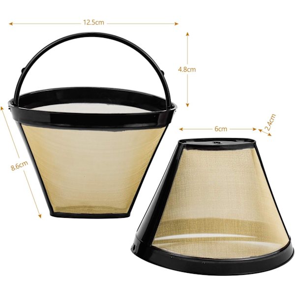 Genanvendeligt Kaffefilter, 2 stk Permanente Kaffe Maskine Filter til