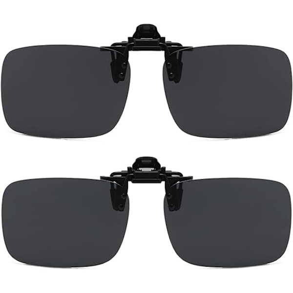 2 Pak Clip-On Solbriller Passer Til Briller - Polariseret Flip Up