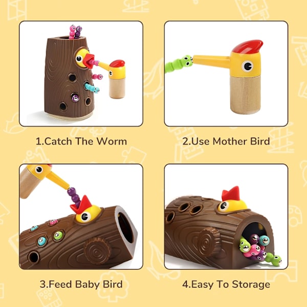Montessori-leker for 2-åringer - Magnetisk fuglematingslek for