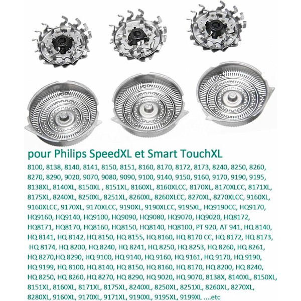 (Ej originaltillbehör) (3 st) HQ9 Ersättningsrakhuvud för elektrisk rakapparat Kompatibel med Philips Norelco Speed-XL HQ902