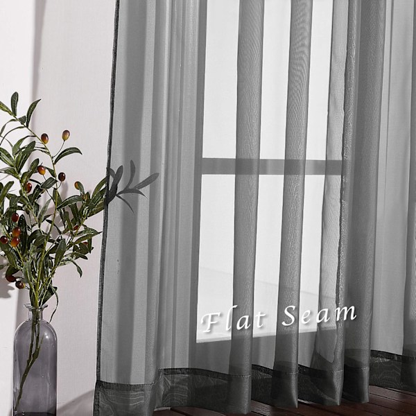 Gardiner - Elegante Mørkegrå Bløde Nikkel-Øjebøjle Vinduepaneler Gardiner til Stue/Spisestue/Soveværelse (54\" Bred)