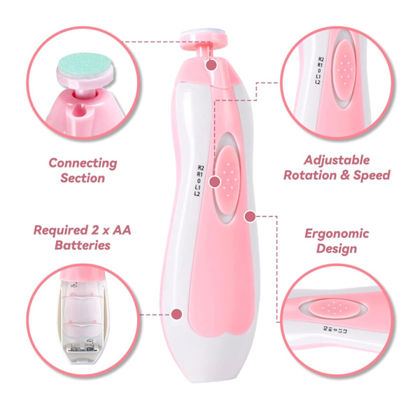 Elektriske baby neglesaks, baby neglesaks, 6 i 1 baby neglfil, neglfil baby grooming sett for småbarn eller voksne