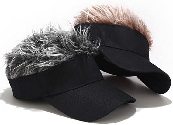 Nyhed Hår Visor Sol Cap Paryk Peaked Baseball Hat med Spiked Hairs