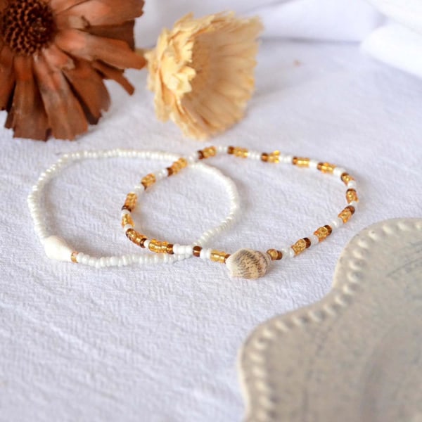1 set med två delar Ankletsarmband Pärlor Handgjorda Anklet Boho