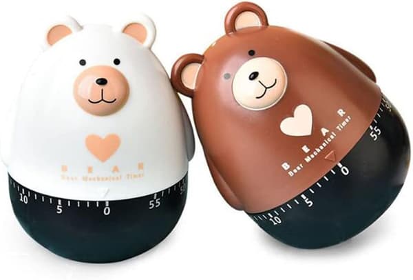 Mekaniskt kökstimer, Timer för matlagning och bakning, Tidsmätare, Manuell timer, Björn, Vit