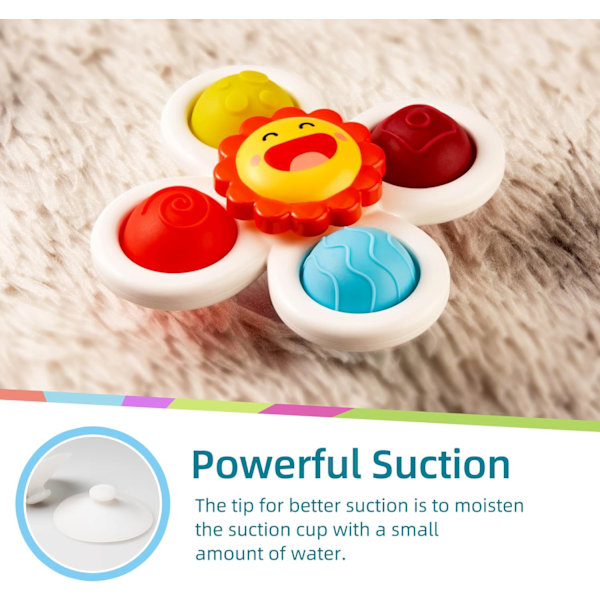 Sterke sugekopp Fidget Spinnerz sensoriske badeleker for baby 6 1