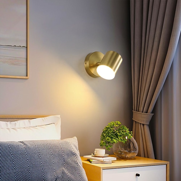 Mini Vägglampor i Metall med Borstad Mässing Finish Modern 7W LED Vägglampor med 360° Rotationsjustering Korridor