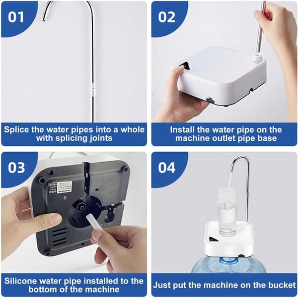 1 stycke (Vit) Bordvattenflaskedispenser, USB-laddning