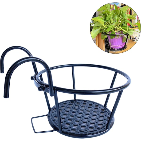 1 stk. Sort Jern Balkon Blomsterstativ Gelænder Blomsterstativ