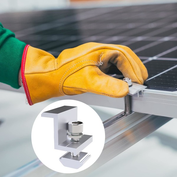 12 stk Fotovoltaiske sideklemmemuttere i aluminium for PV-moduler