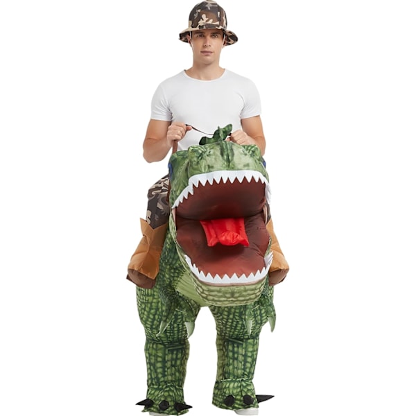 Oppblåsbar Kostyme Dinosaur Riding T Rex Air Blow up Morsom Fest