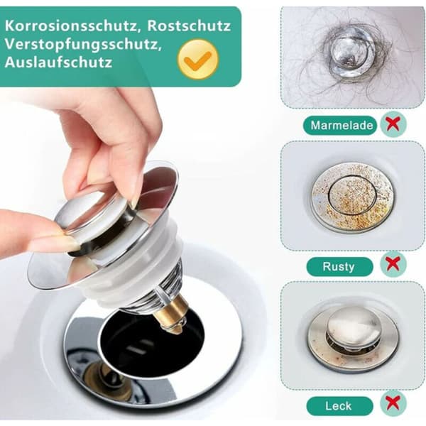 2-pack universell handfattsavlopp, pop-up-handfattspropp för badkar, kit