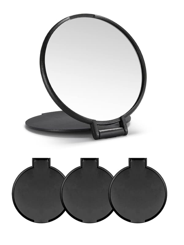 Kompakt Spejl Bulk Rund Makeup Spejl til Håndtaske, Sæt af 3, 2,6\" L x 2,37\" B (Sort)