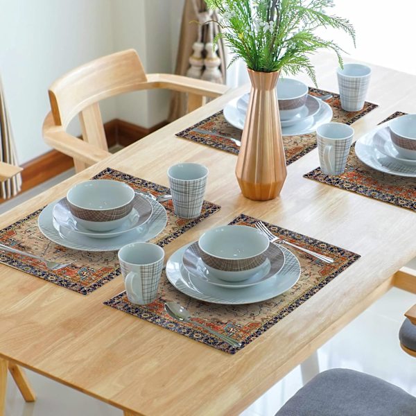Aztek Terracotta Boho-dukningsunderlägg Set om 4 Vintage Persisk Rost Ret