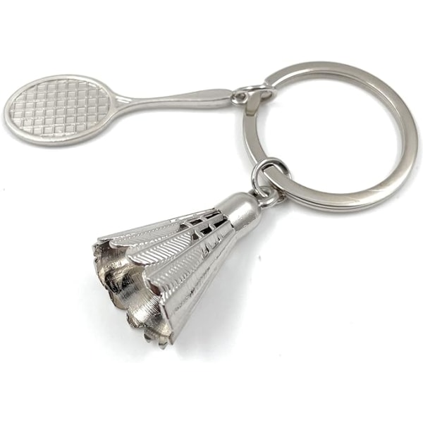 1 st badmintonracket med fjäderboll Silver metall nyckelring