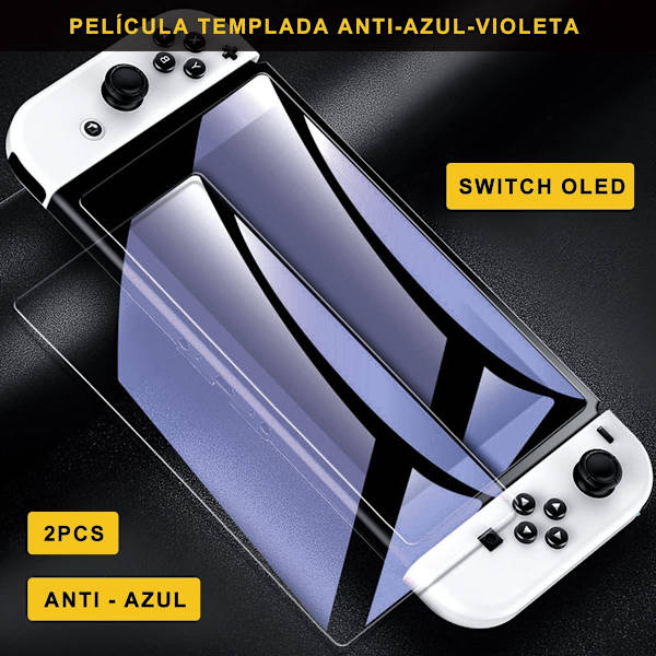 Näytönsuojus Nintendo Switch OLED:lle (2 kpl) sinisen ja violetin valon suojauksella, 9H korkea kovuus HD