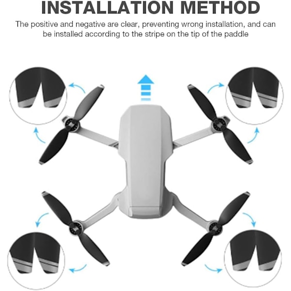 Kompatibla RC Drönarpropellrar Tillbehör Passar Mavic Mini (Svart med Silverkant)