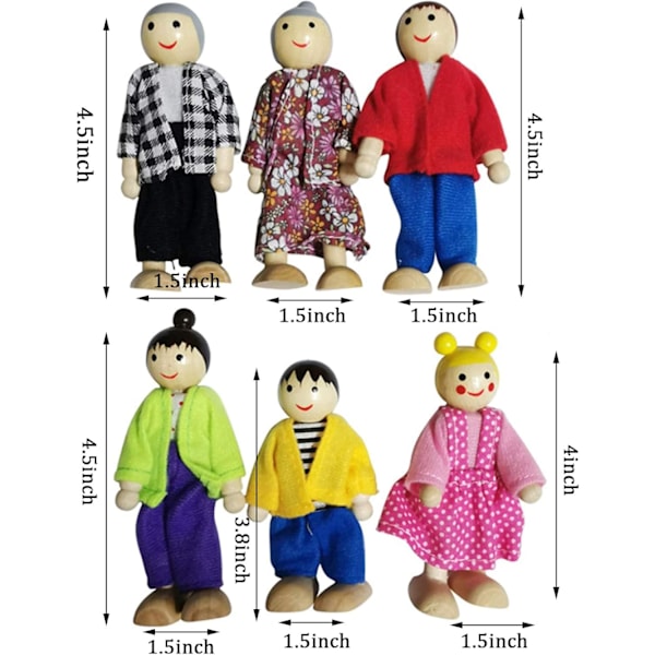 Puisia nukkekodin ihmisiä, 6 perheen hahmoa miniatyyrinukkekoti, W