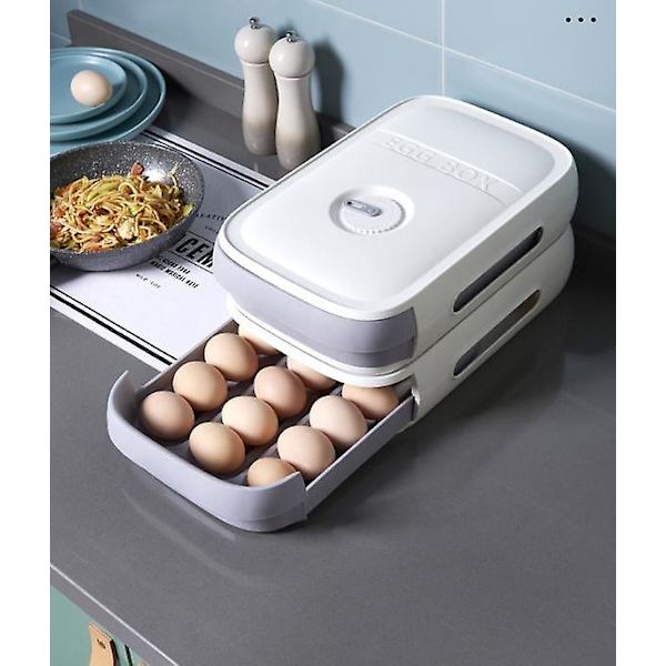 Blå stabelbar oppbevaringsboks for egg, kjøleskap, kjøleskapsboks for egg, rullende skuffer, oppbevaringsboks for egg, enkel å rengjøre