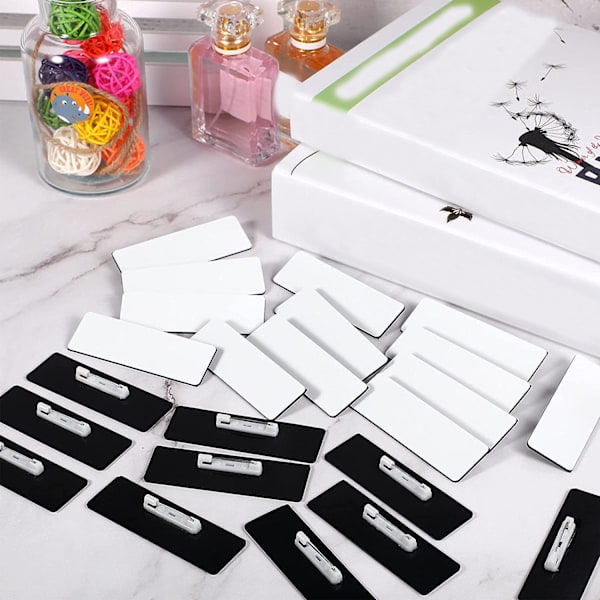 16 stk. DIY Navneskilte Blanke ID Navneskilte Blanke Badges med Afrundede