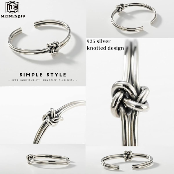 Sølv Armbånd til Kvinder Håndlavede Armbånd 925 Sølv Armbånd Mænds Armbånd, Simpel Knyttet Sølvtråd Design