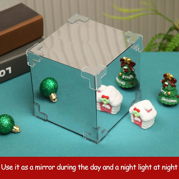 DIY Julenissen Kube Lampe, Juletre Nattelys, 2 i 1 Speil, og LED Kube Lampe, Julelys, DIY