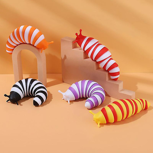 Sensoriska leksaker Ledade fingrar 3DToy Ångest Stressavlastare Kontorsleksak Flexibel Stretch Stim Twisted Rainbow Slug Toy Roliga pedagogiska leksaker Gif