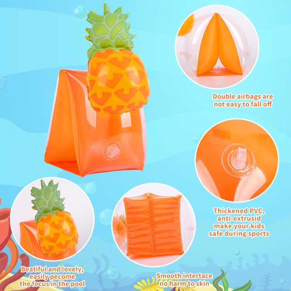 Inflatable Armbands for Kids 1 Pair Pineapple Sleeves for Water