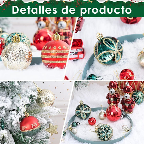 Julgranspynt Bollar, 70-pack Julgransdekorationer, Målade Julgransbollar Hängande